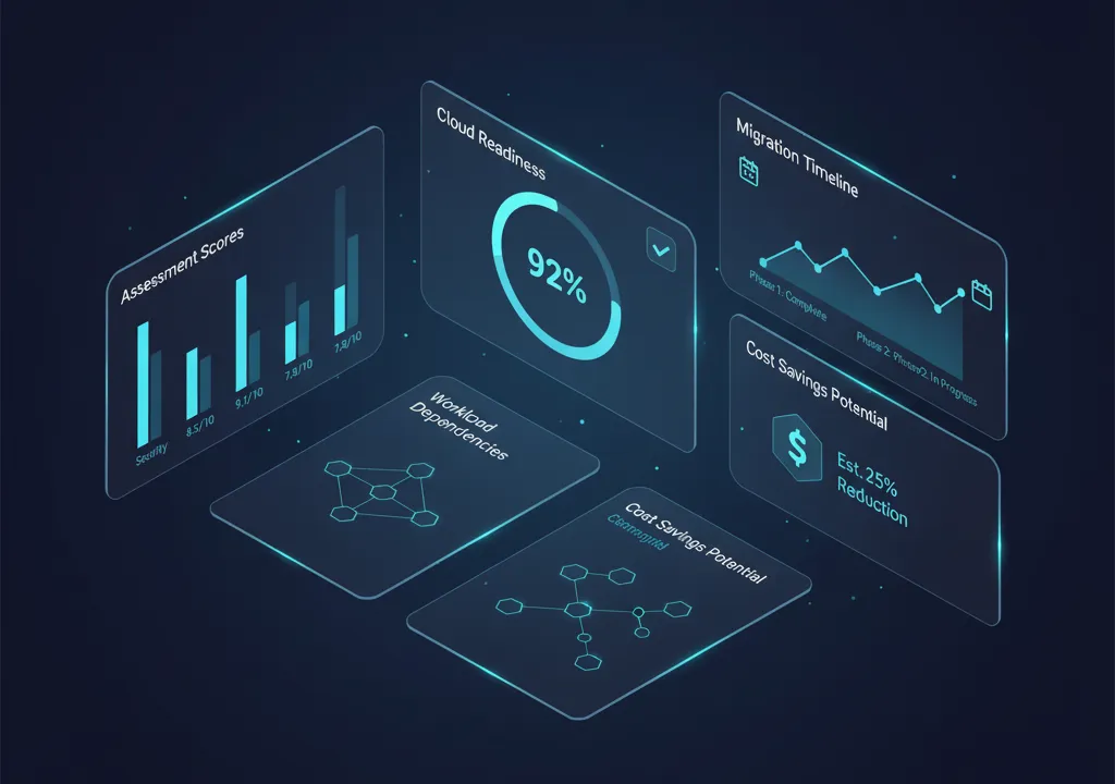 Track Phase - Assessment & Readiness visualization showing discovery process and cloud readiness evaluation